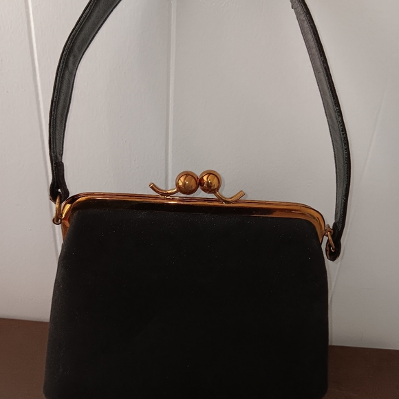 Bass Brushed Charcoal Suede Satchel Purse Authentic 1950s - Picture 3 of 12